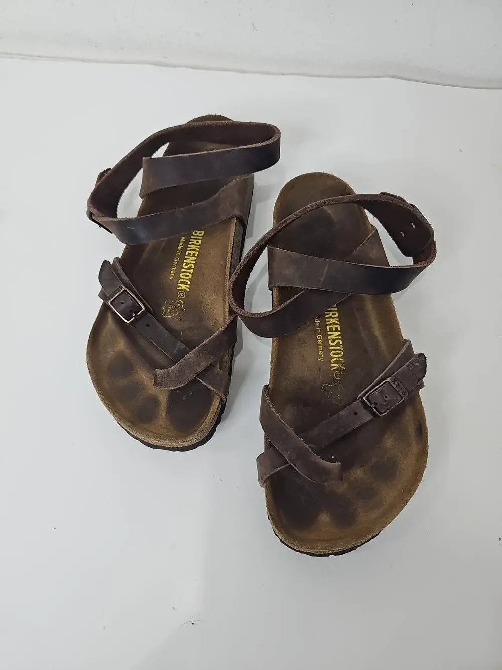 Birkenstock Yara Habana Oiled Leather Sandals Ankle Strap Brown Women's Size 38